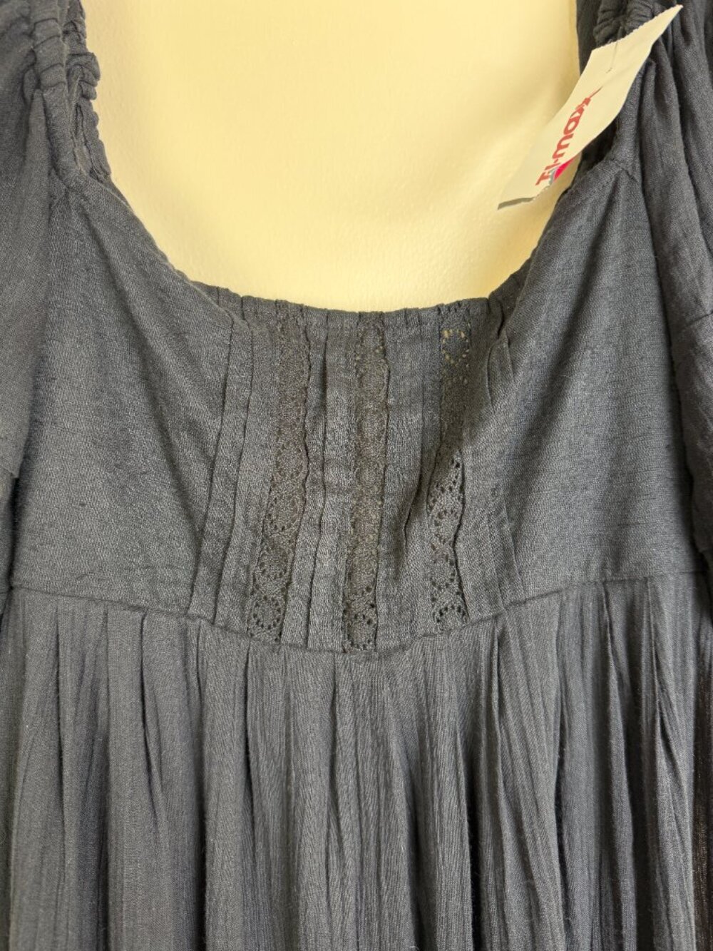 Free People Let's Be Friends black midi dress with a back cutout and puff sleeve - Picture 9 of 16